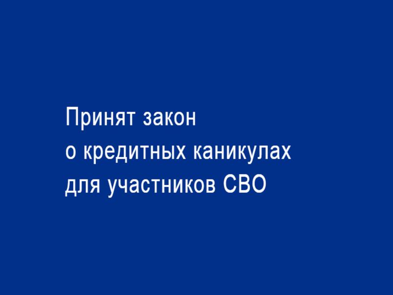 Принят закон о кредитных каникулах для участников специальной военной операции.